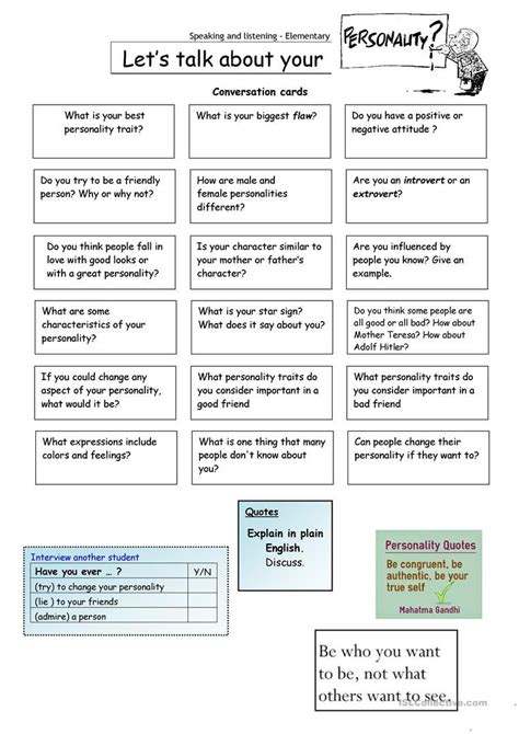 Lets Talk About Personality Worksheet Free Esl Printable Worksheets