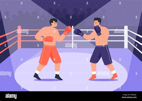 boxers fighting in boxing ring flat vector illustration stock vector image and art alamy