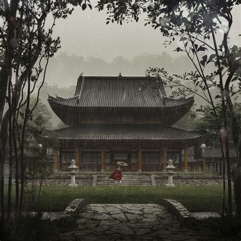 Traditional Chinese Architecture And Tea Ceremony Rendering