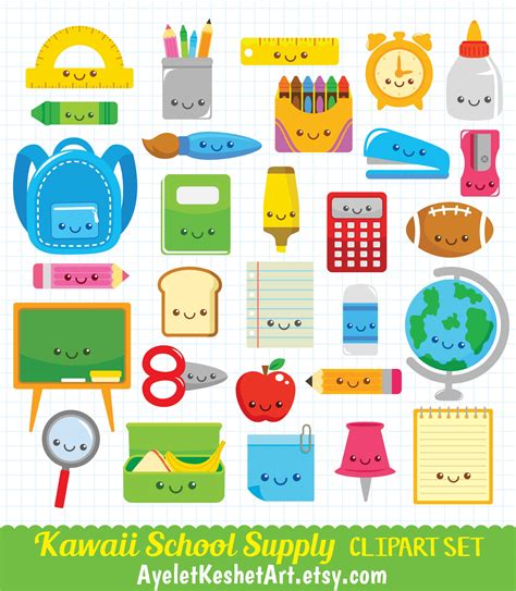 Kawaii School Supplies Clipart Ubicaciondepersonascdmxgobmx
