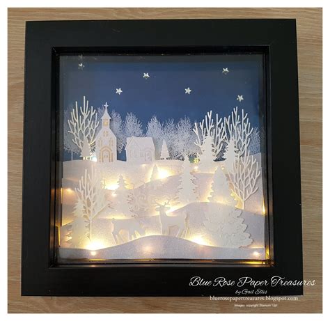 Blue Rose Paper Treasures: Christmas Lighted Shadow Box 8" x 8