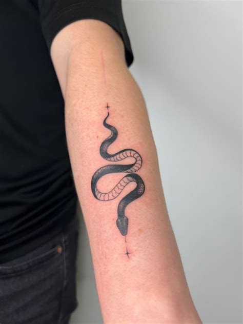 Small Snake Tattoo On Forearm Unreal Line Work Small Snake Tattoo
