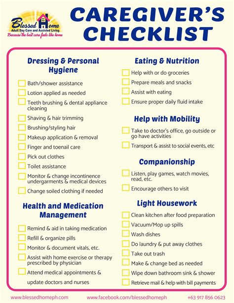 Printable Caregiver Daily Checklist Template Customize And Print