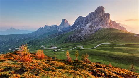 Nature And Mountains Landscape In Alps Passo Giau