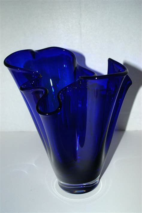 Sale Cobalt Blue Glass Vase Free Form Vase