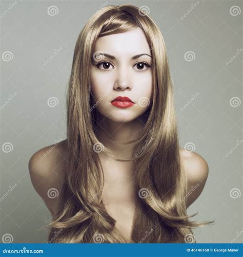 Beautiful Woman With Magnificent Blond Hair Stock Photo Image Of