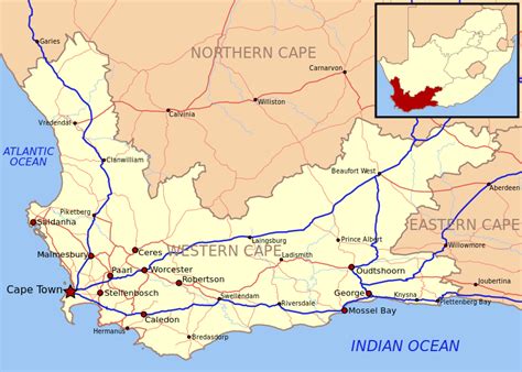 ملفmap Of The Western Cape With Towns And Roadssvg المعرفة