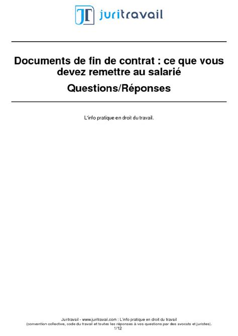 Documents De Fin De Contrat Remettre Au Salari Vos Obligations