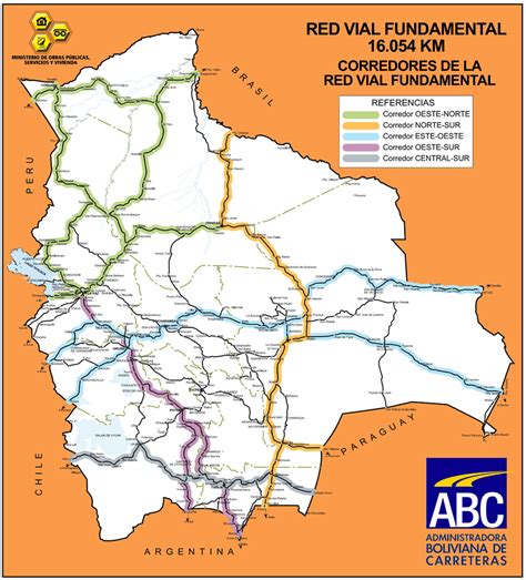 Bolivia Red Vial Fundamental Y Corredores De La Red Vial Fundamental