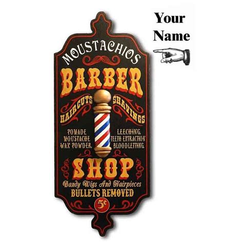 Vintage Style Wood Sign Personalized Barber Shop 28 X Etsy