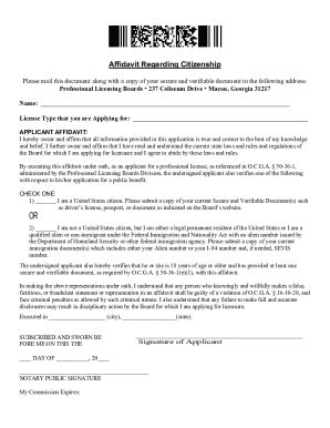 Ga Affidavit Regarding Citizenship Fill And Sign Printable