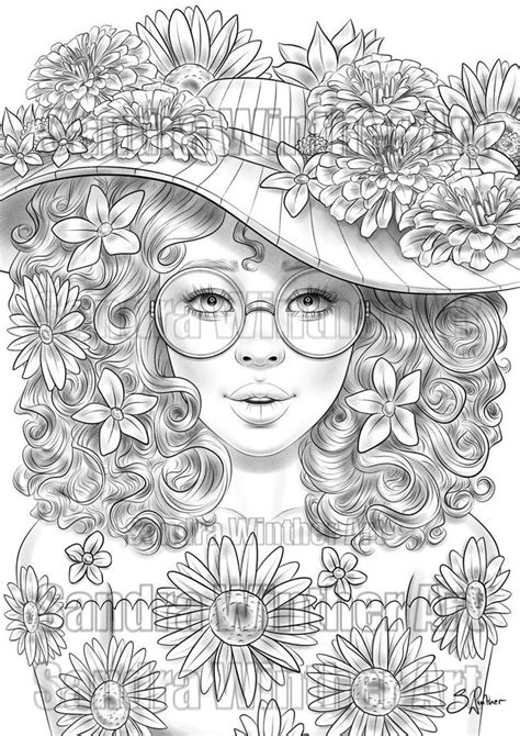 Flower Crazy Printable Digital Coloring Page Etsy Adult Coloring