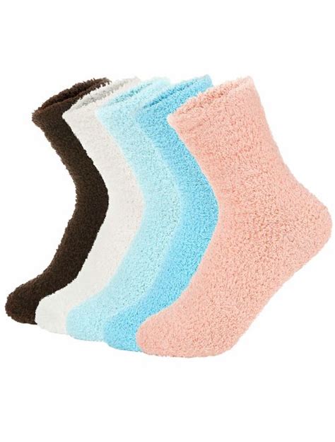 Women 6 Pairs Women Fuzzy Fluffy Cozy Slipper Socks Warm Soft Winter Plush Home Sleeping Socks