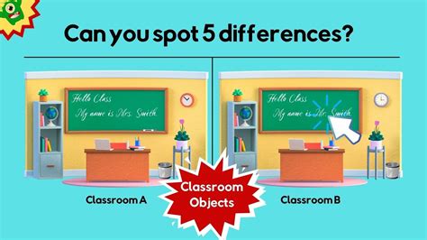 Spot 5 Differences Between Two Pictures Classroom Objects YouTube