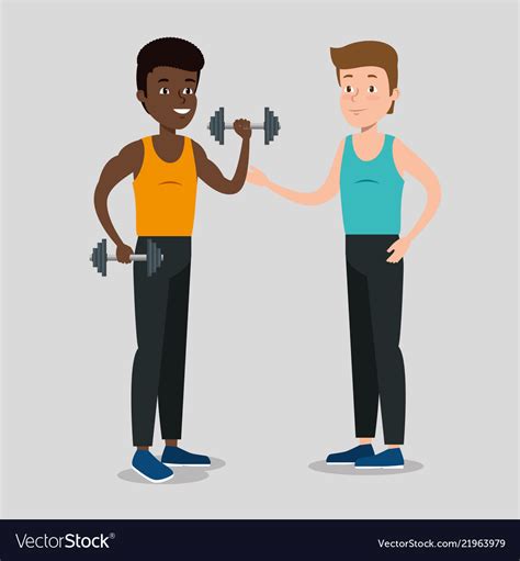 Couple Athletes Practicing Sport Royalty Free Vector Image