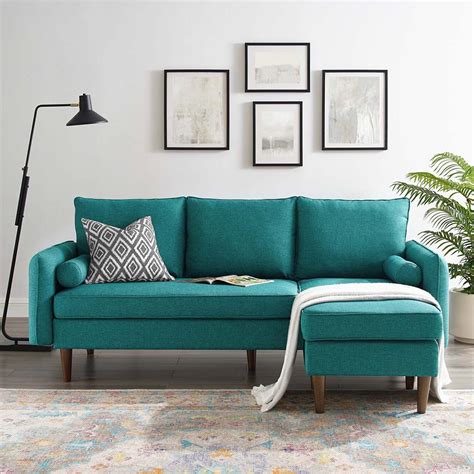Modway Revive Teal Sectional Sofa Eei 3867 Tea Couches Living Room