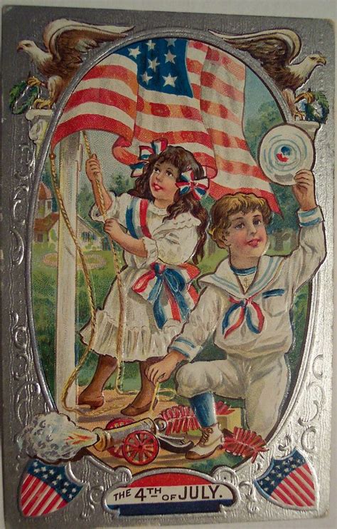 Vintage Fourth Of July Postcard Happy Birthday America Vintage