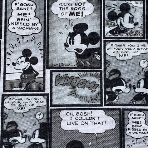 Vintage Disney Mickey Mouse Comic Book Strip Print 100 Cotton Etsy