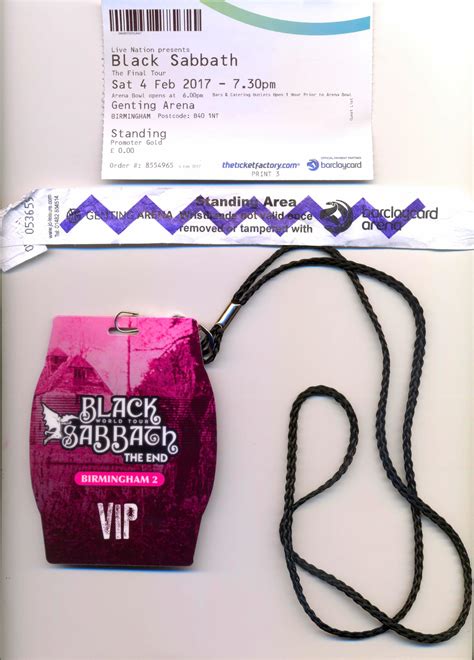 Home Of Metal Black Sabbath ‘the End Tour Backstage Pass