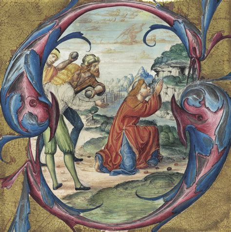 The Stoning Of St Stephen Historiated Initial ‘s Cut From An