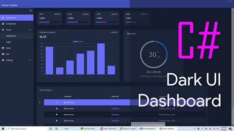 Modern Dark Ui Dashboard 2021 Winforms Net Template
