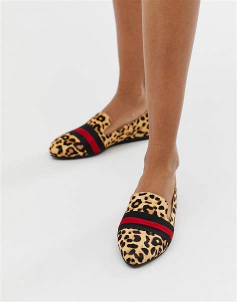 Steve Madden Nema Leopard Print Flat Shoes With Contrast Ribbon Trim Lyst