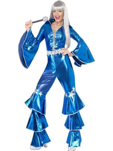 Disco Ladies 1970s Flares Blue Rock Star Fancy Dress Costume