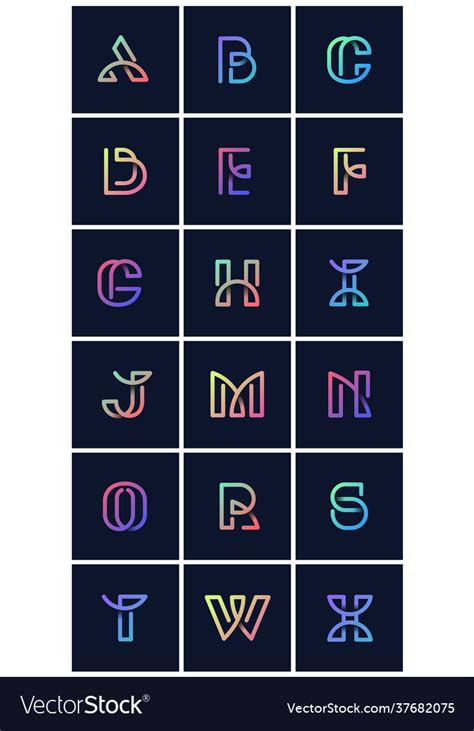 Colorful Retro Alphabets Set Royalty Free Vector Image