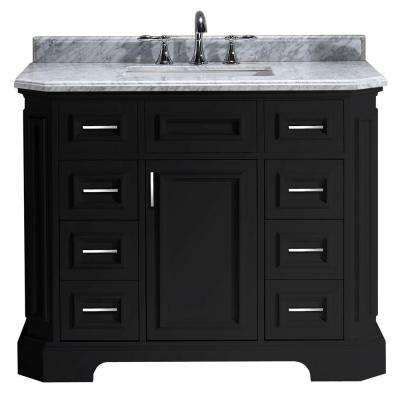 Single bathroom vanity has a unique look that makes a stunning centerpiece to your new bathroom décor. Bristol 42 in. Vanity in Black with Marble Vanity Top in ...