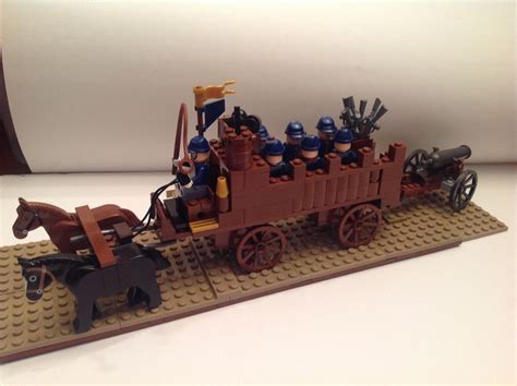 Lego Civil War Union Battery Cannon Infantry Wagon 8 Soldiers 3 Horses