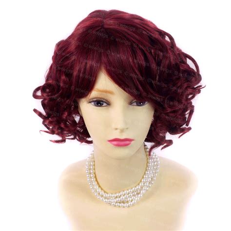 Wiwigs Summer Style Short Curly Burgundy Red Mix Skin Top Ladies Wigs
