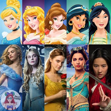 the live action disney princesses and the animated disney princesses all disney princesses