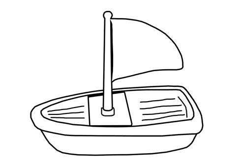 Free Canoe Clip Art Black And White Outline Sketch Coloring Page