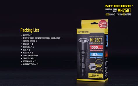 Nitecore Mh25gt Rechargeable High Intensity Searchlight 1000 Lumens