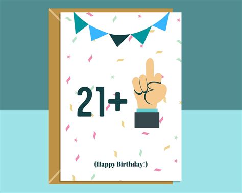 Funny 22nd Birthday Card For Him Or For Her Middle Finger Etsy