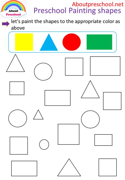 I Paint The Shapes In The Appropriate Color About Preschool