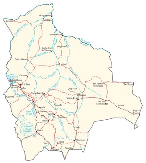 Map Of Bolivia Cities And Roads Gis Geography