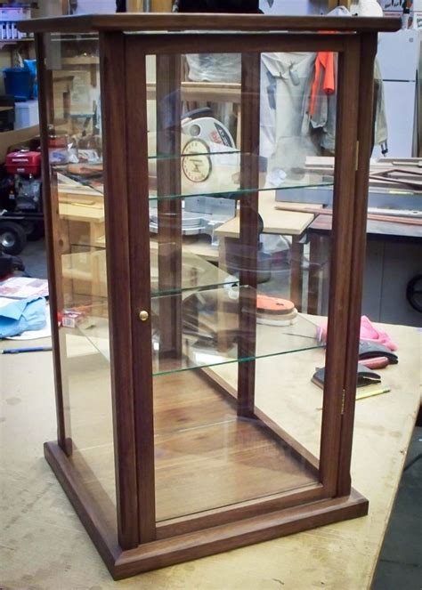 Handmade Wood And Glass Collectibles Display Case Made Of Walnut