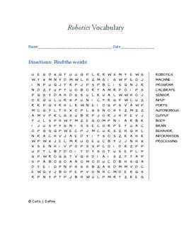 Robotics Vocabulary Word Search By Curt S Journey TPT