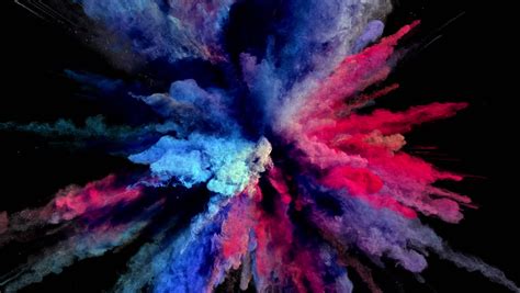 Cg Animation Of Color Powder Explosion On Black Background
