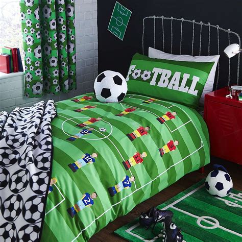 Kids' room familiarly relates with fun and attractive vibes to divert they boredom. Football Duvet Cover and Pillowcase Set | Football bedroom ...