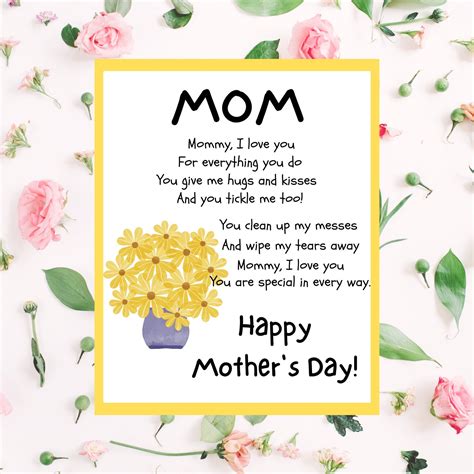 Mom Mothers Day Poem Printable Mothers Day Poem Etsy