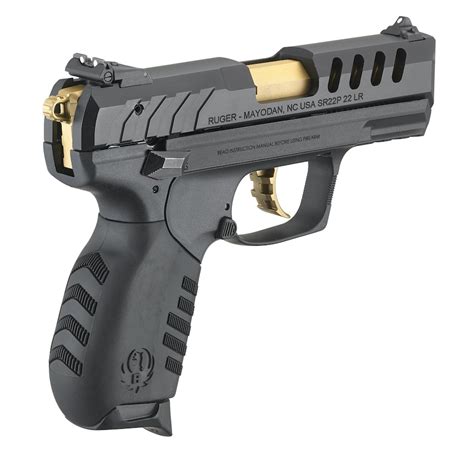 Ruger Sr22 Pistol 22lr 35 Blkgold 3654 22 Lr For Sale New