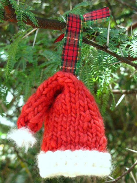 Knitted Santa Hat Christmas Ornament Pattern Natural Suburbia