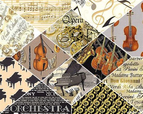 Classical Musical Collection Notes And Instruments Art Quilts