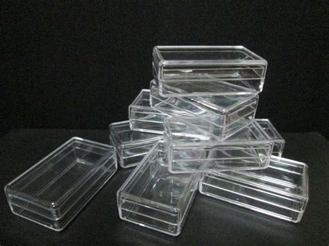 24 Small Clear Plastic Boxes Rectangular Box Acrylic Lids Contain Tiny