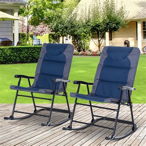 Outsunny Folding Rocking Chair Set Pack Of 2 Padded Rockers With