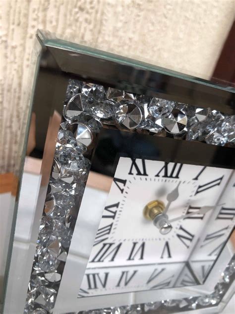 Loose Diamante Mantle Table Clock Roman Number Mirrored Mantel Clock