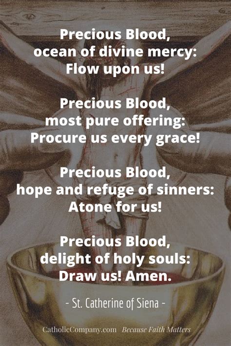Constant Prayer Of St Catherine Of Siena To The Precious Blood Of