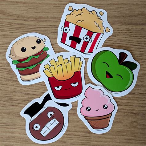 Cute Food Sticker Pack Kawaii Vinyl Stickers Ride A Wave Design